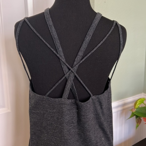Chaser Dark Charcoal Gray Tank w/Strappy Criss Cross Back - Picture 3 of 7